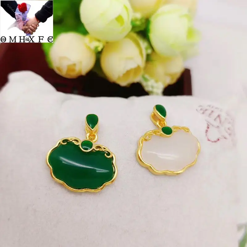 

OMHXFC Jewelry Wholesale YM1129 European Fashion Woman Party Birthday Wedding Gift Vintage Peace Buckle 24KT Gold Pendant Charm