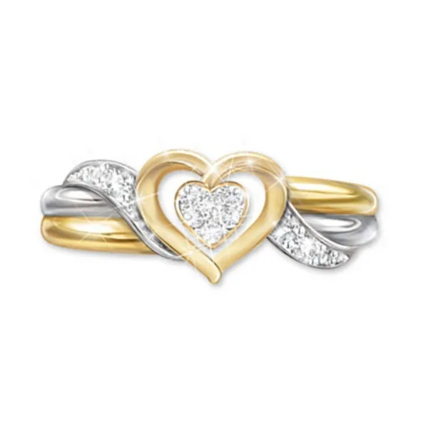 Романтик двойной цвет серебряный в форме сердечка золотого цвета роскошное