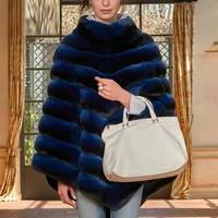 fashion 2021 new luxury women genuine rex rabbit fur capes one size trendy fur outwear natural rex rabbit fur coats stand collar