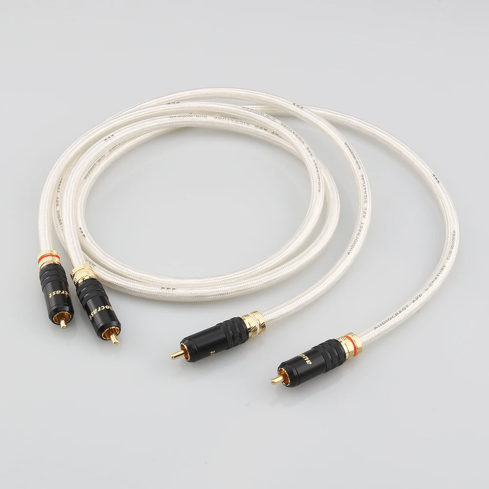 A26 HiFi Подпись OFC посеребренный RCA кабель соединительный с позолоченными разъемами