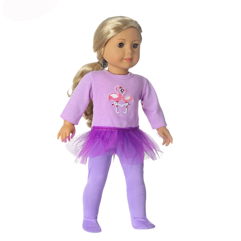 Платье с двойным фламинго колготки юбка костюмы размер 18 дюймов американский и 43