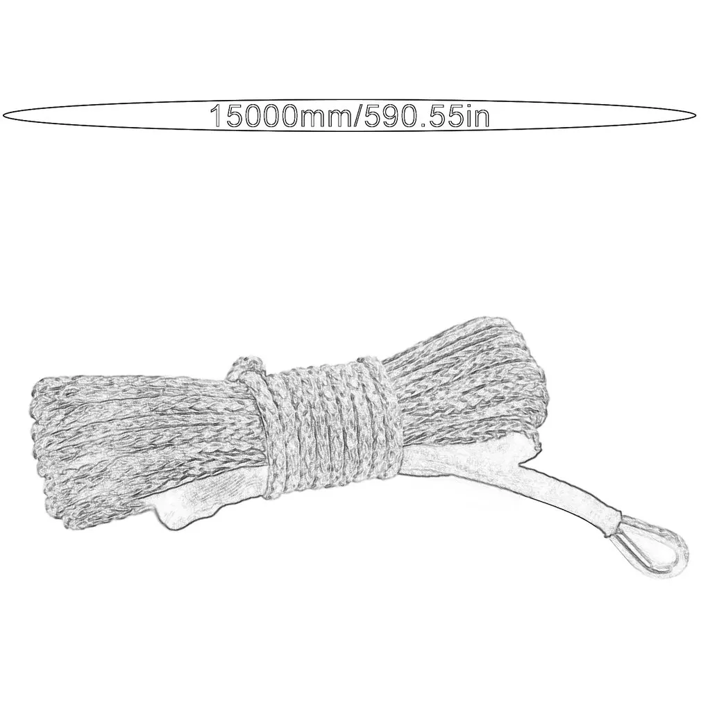 

New 7700lbs Electric Winch Rope Nylon Rope High Strength Fiber Rope 6mmx15m Car Tow Rope Tow Strap