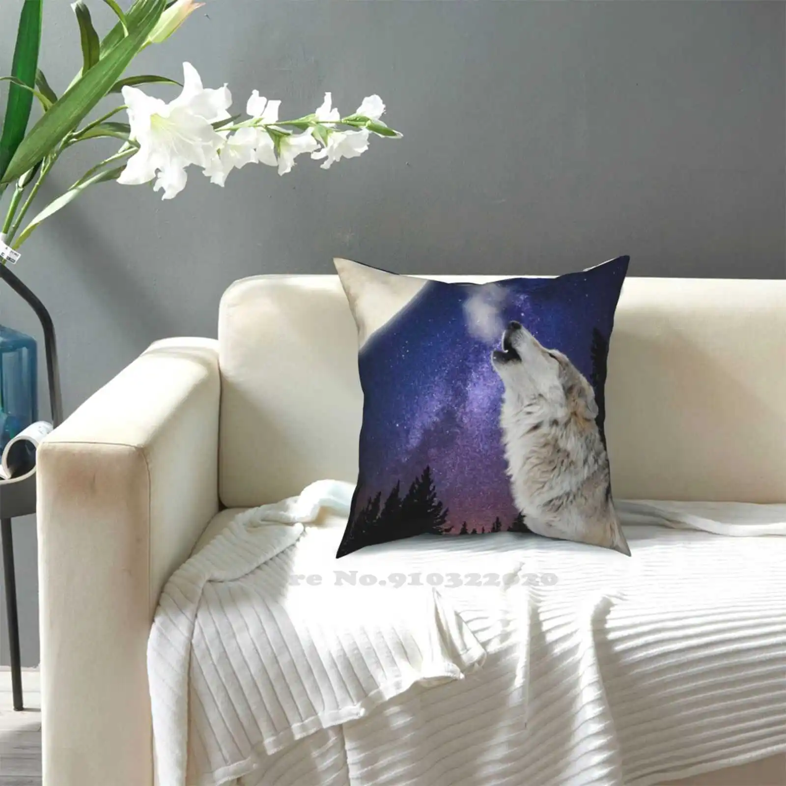 Модная диванная подушка с волком воющим на Луне/волке Луне ночном небе звездами