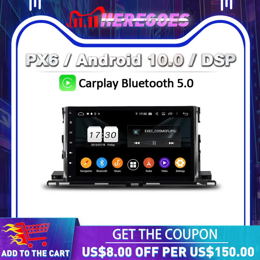 Автомобильный DVD плеер Carplay PX6 DSP Android 10 0 4 Гб 64 Wifi BT 5 RDS автомобильное Авторадио GPS