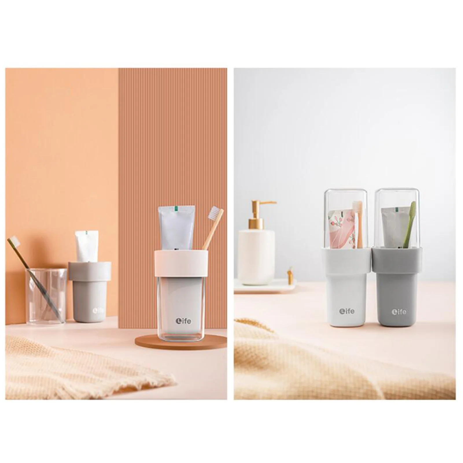 

Double-layer Simple Mouthwash Cup Couple Travel Toothbrush Storage Box Wash Set