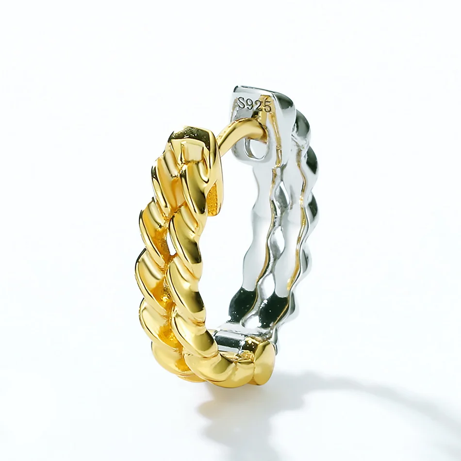 ALLNOEL Solid 925 Sterling Silver Hoop Earrings Two Color Plateing Genuine Design Fine Jewelry 2021 New Arrivals | Украшения и