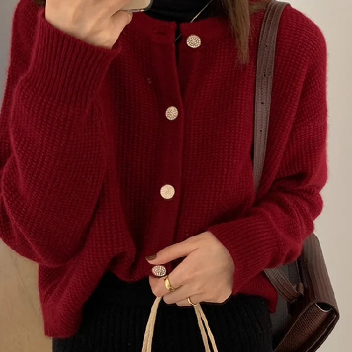 Женский красный свитер в западном стиле с мехом енота | Женская одежда