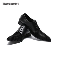 batzuzhi formal dress shoes men italian leather mens dress shoes pointed toe black business leather shoes lace up big us6 us12