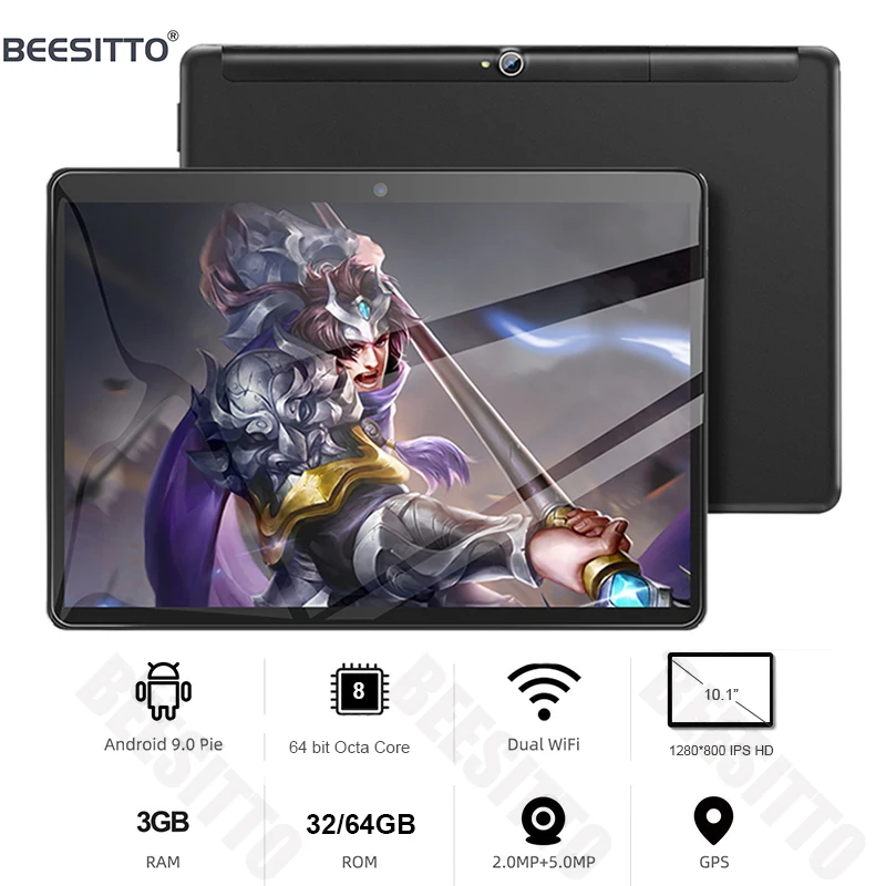 

Global 10 inch Tablet PC Octa Core 3GB RAM 64GB ROM Dual SIM 4G LTE Tablets Android 9.0 OS 5G WiFi 1280x800 HD Screen Type-C USB