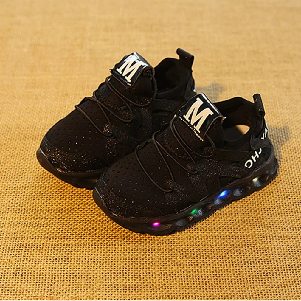 Детские кроссовки со светодиодной подсветкой повседневная обувь в сеточку для