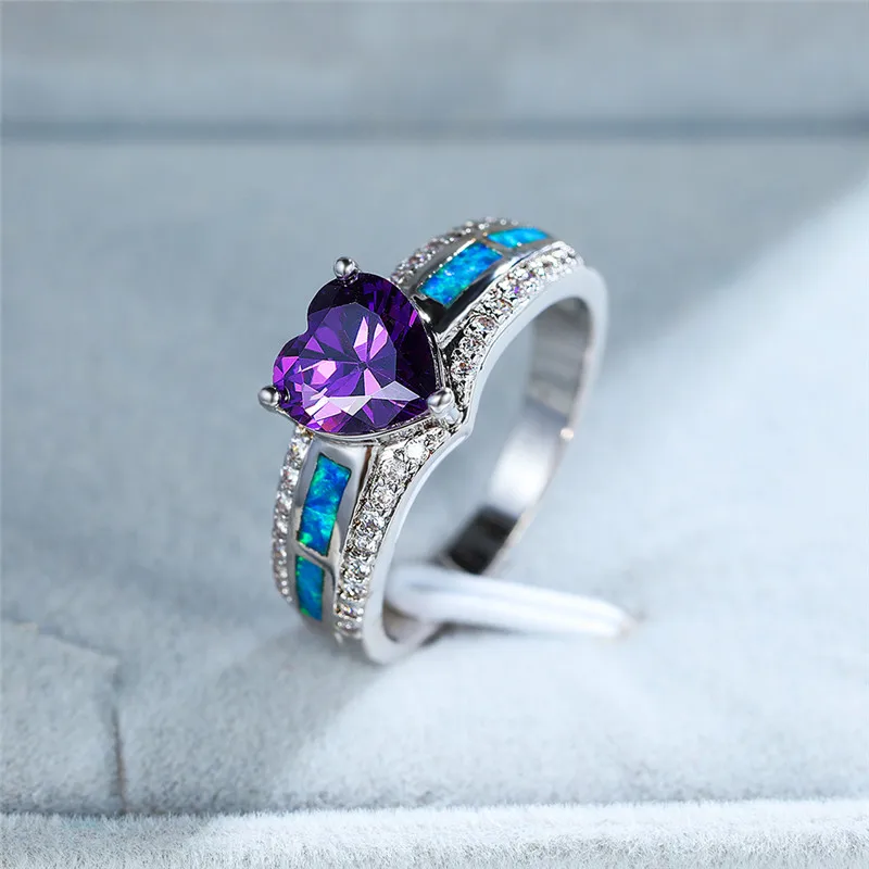 Элегантное женское синее кольцо с камнем &quotогненный опал&quot Винтажные