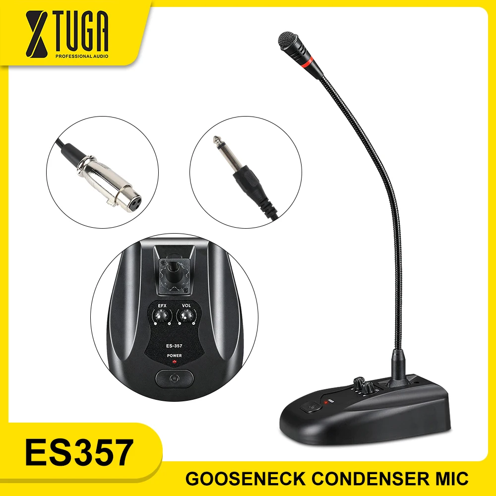 Профессиональный Настольный конденсаторный микрофон XTUGA ES357 с реверберацией и