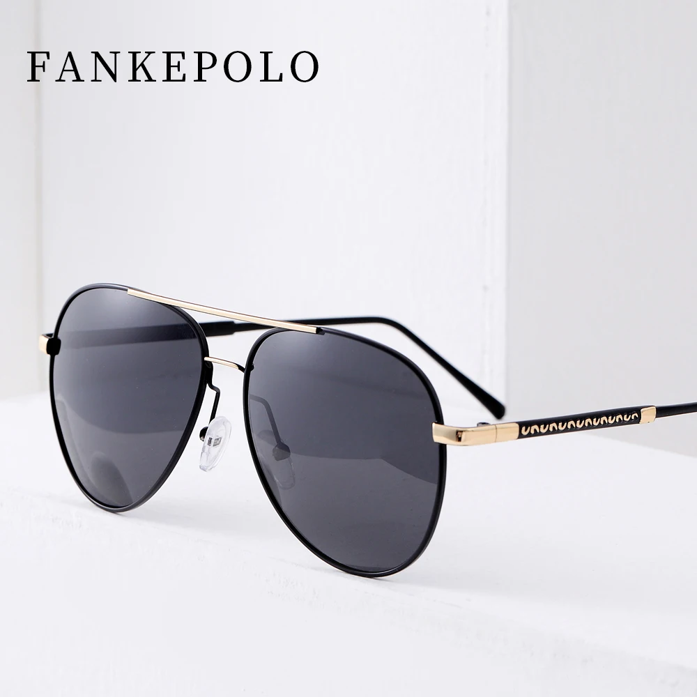 FANKEPOLO мужские ретро модные очки uv400 поляризованные солнцезащитные очки Брендовые дизайнерские J металлические солнцезащитные очки черные солнцезащитные очки HD shadow - Цвет линз: black