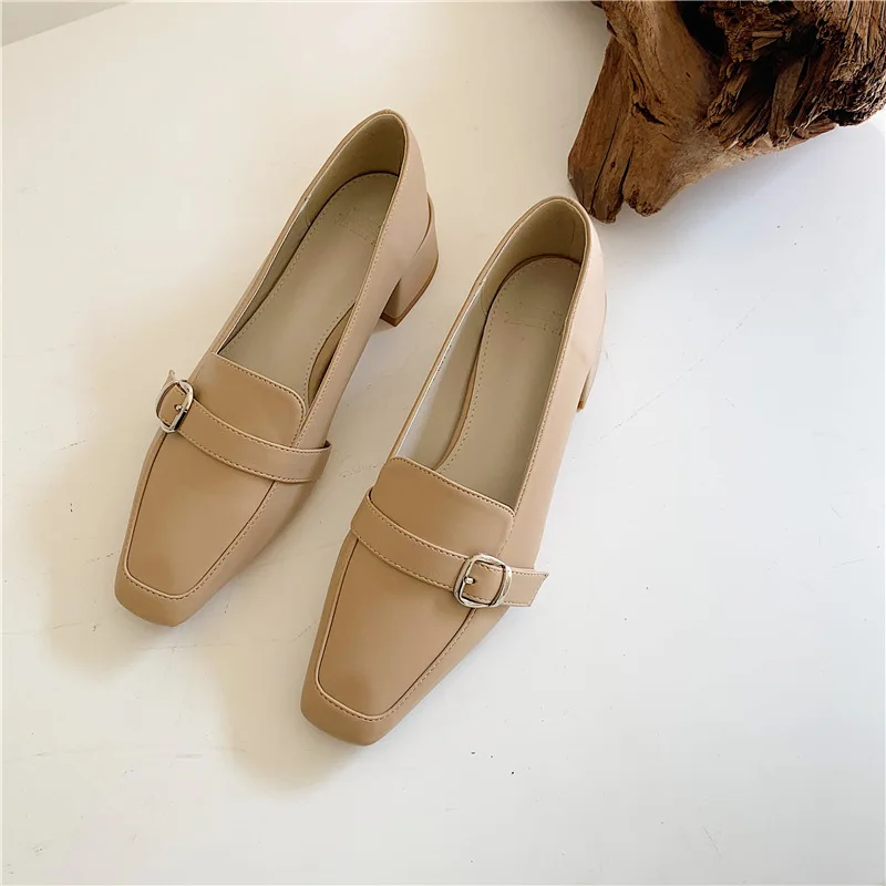 

Square Toe Slip On Shoes For Women Female Footwear British Style Oxfords Casual Sneaker Slip-on Summer Dress Retro Preppy Leathe