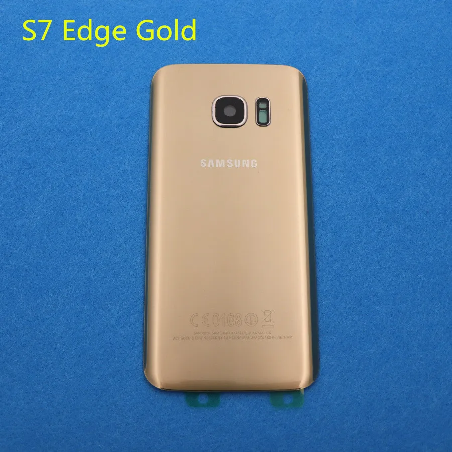 S7 Edge Gold Новая задняя панель стеклянная задняя крышка батарейного отсека для samsung Galaxy S7 G930 G930F G930FD S7 Edge G935 G935F G935FD+ наклейки объектив камеры - Цвет: S7 Edge Gold