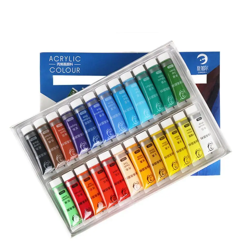 

15ML Acrylic Paint Set 12/24 Colors Paint For Fabric Clothing Glass Drawing Painting For Kids Waterproof Art Supplies