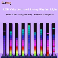 black shell rgb voice activated pickup rhythm light with base aluminum alloy 32 led bit music level indicator for car home party