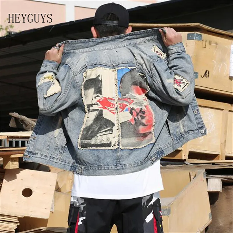 NAGRI джинсовая мужская куртка с дырками и потертостями джинсовое пальто в стиле