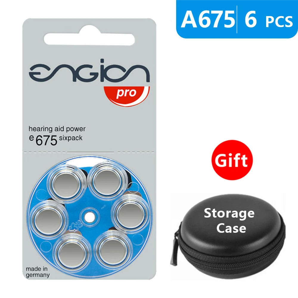 

Hearing Aid Batteries Size 675 za Engion Pro,Pack of 6,Blue Tab PR44 1.45V Type A675 e675 Zinc Air Battery Amplifier with Box