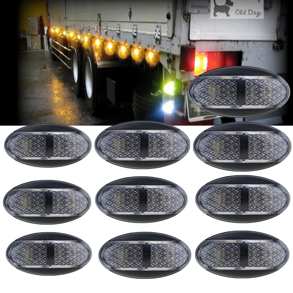 

10pcs 4 LED Side Marker Tail Light LED 12V 24V Waterproof for Truck Trailer Lorry Caravan Amber Red Indicator Lamps