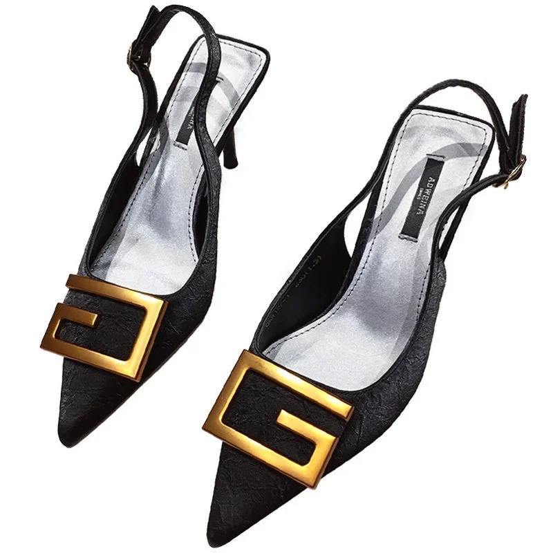 

Casual New Party Ladies High Heels High-heeled Women Shoes Black Peep Toe Pointed Pumps A070