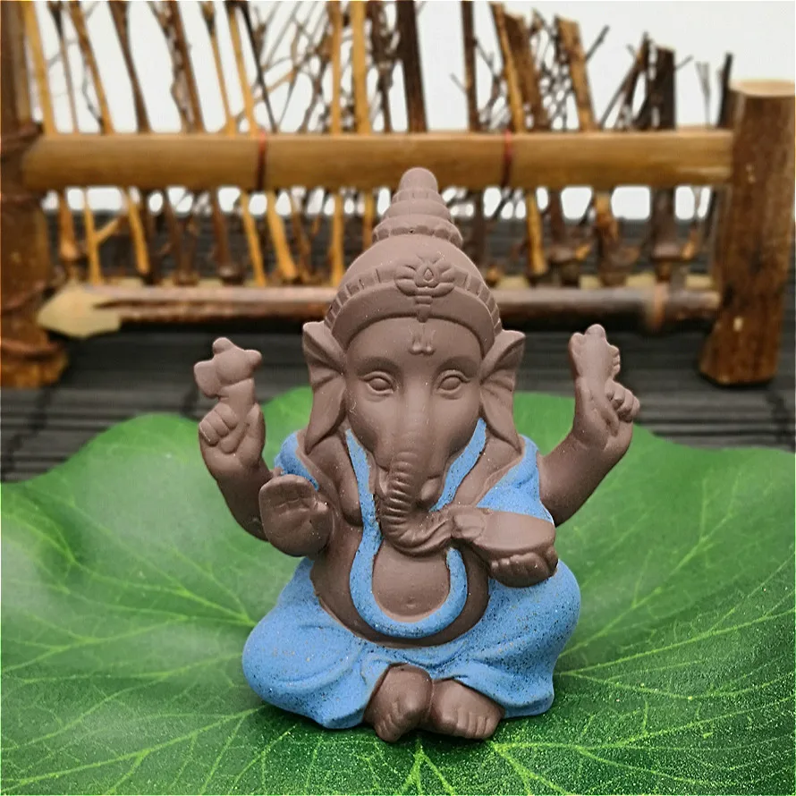 Керамическая статуя Будды Ганеша статуэтки индийского слона фиолетовая глина