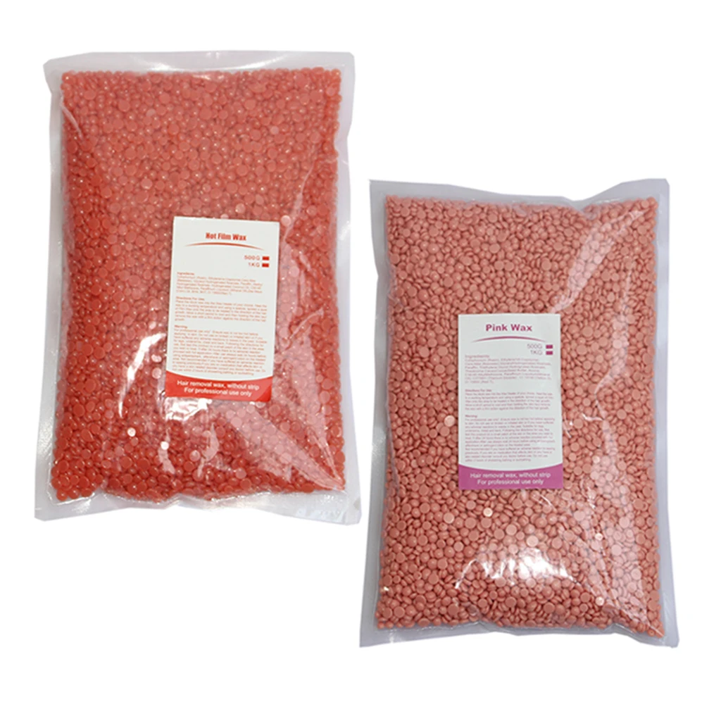 

2Bags Wax beans No Strip Depilatory Hot Film Hard Wax Pellet Waxing Bikini Face Hair Removal Bean For Women Men 500g/bag