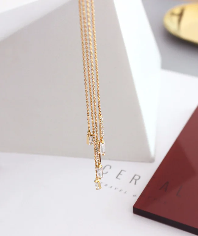 

Fashion diamond chain tassel gold creative long necklace