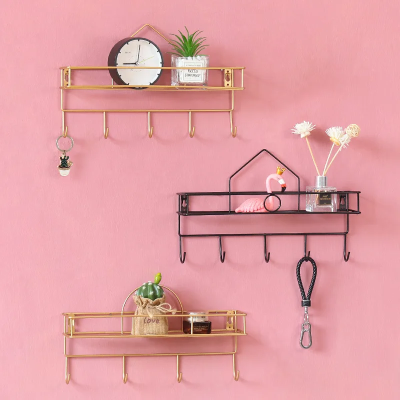 Nordic Minimalist Creative Wrought Iron Hook Rack Living Room Bedroom Bathroom Wall Decoration Door Rear Coat | Дом и сад