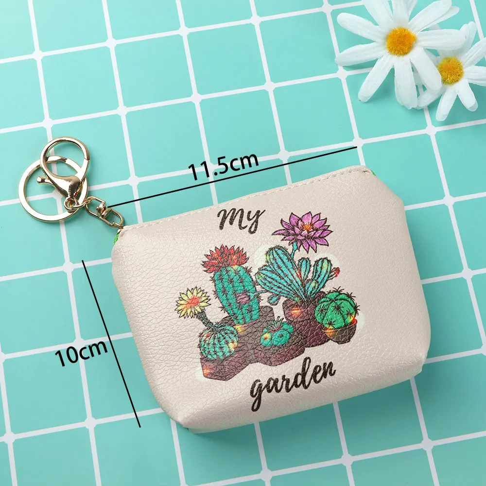 Женские кошельки из искусственной кожи маленький кошелек с принтом кактуса