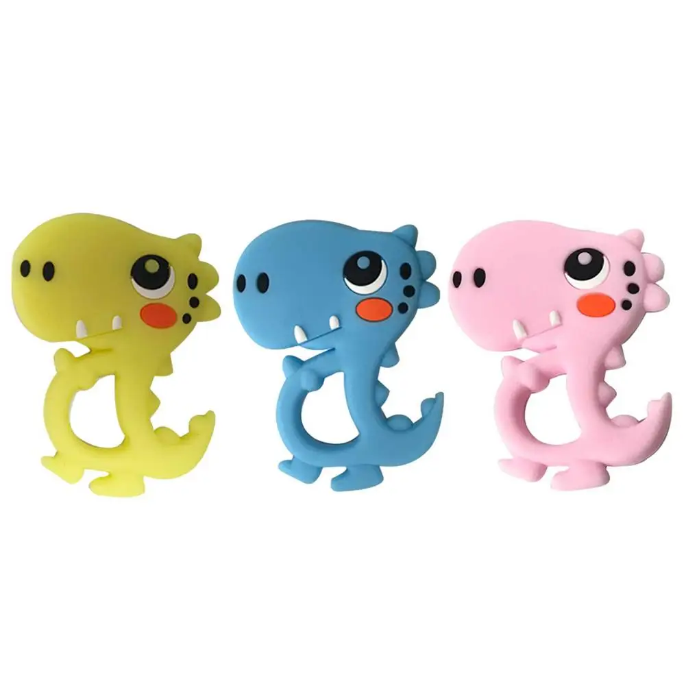 

Baby Teether Silicone Dinosaur Teether Creative Cartoon Molar Stick Infant Soothing Bite Teething Toy Safety Food Grade Silicone
