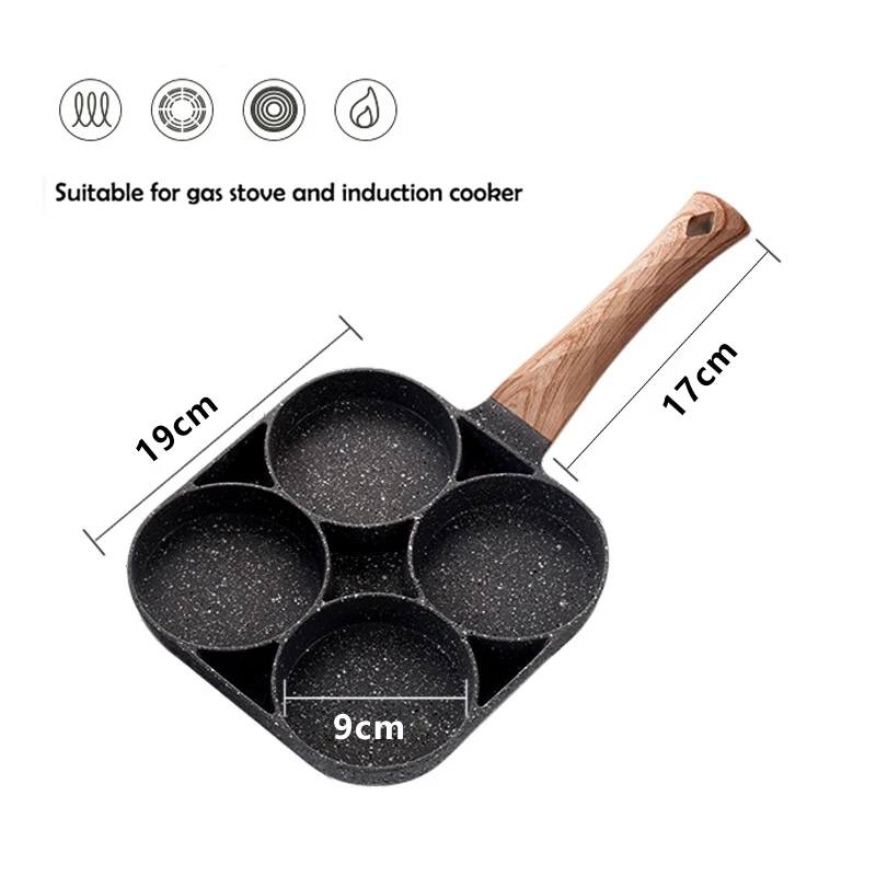 

4/2Hole Frying Pot Pan Thickened Omelet Pan Non-stick Pancake Steak Cooking Egg Ham Pans Breakfast Maker Cookware