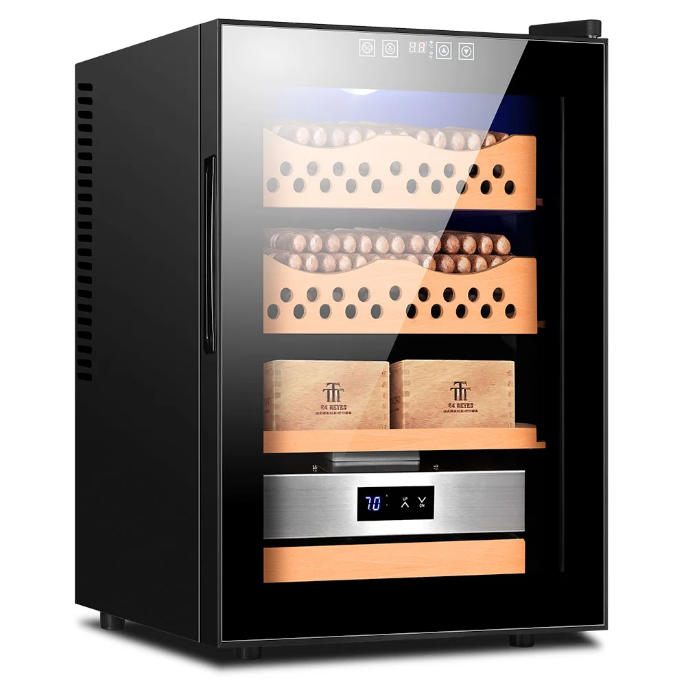 Humidificador de madera de cedro espa&ntilde;ol, refrigerador el&eacute;ctrico para cigarros, vino, gabinete para t&eacute;, humectante, sin ruido, ahorro de energ&iacute;a-0