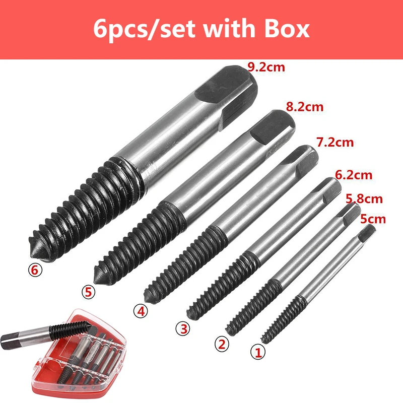 6pcs 5/6 шт./компл. устройство для извлечения болтов винтов экстракторы с односторонним доступом поврежденные сломанный винты для удаления сверла используется при удалении поврежденные болты - Цвет: 6pcs