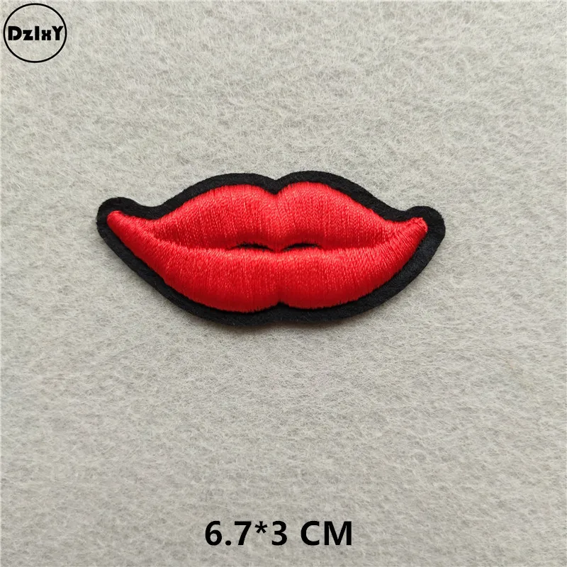 1-PCS-D-179 46 различных стилей на выбор) красные губы нашивки для одежды вышитые аппликации железные значки полосы наклейки на одежду - Цвет: 1-PCS-D-179