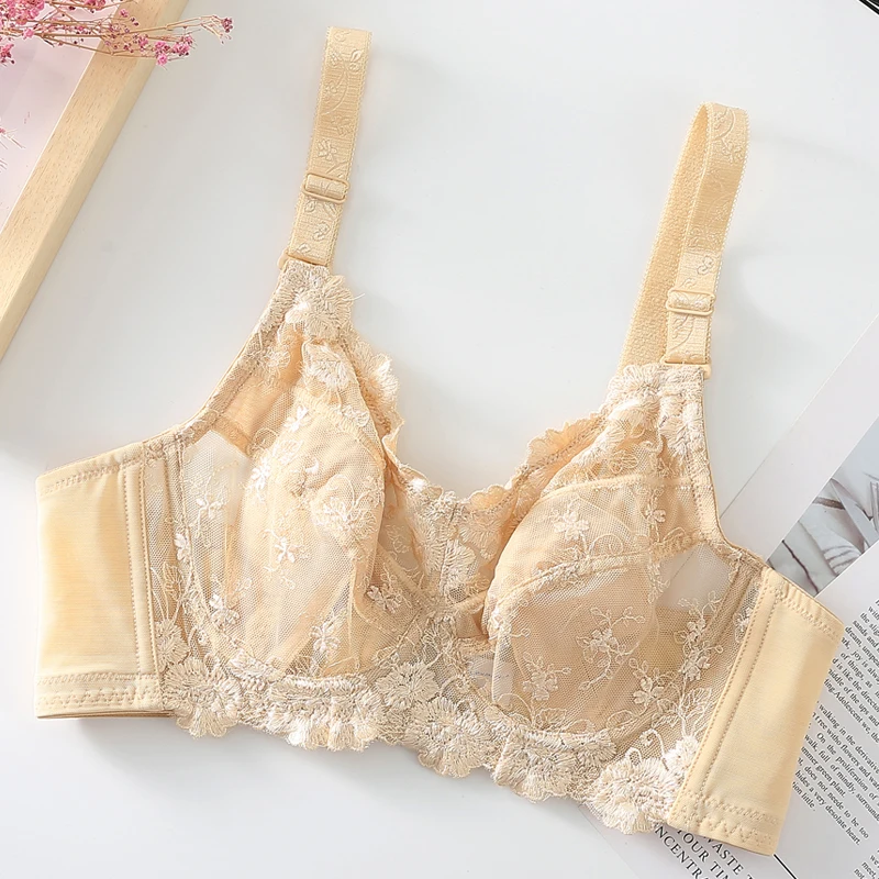 

Женский ультратонкий бюстгальтер с вышивкой, большого размера, 34, 36, 38, 40, 42, 44, 46, 48, B, C, D, E, F