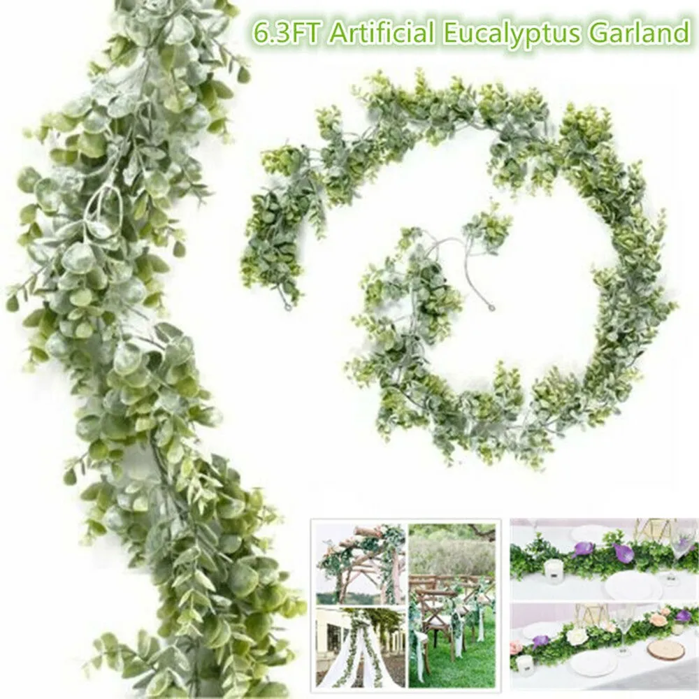 

1*Artificial Eucalyptus Garland 1.95m Length 6.3Ft Artificial Fake Eucalyptus Garland Plants Greenery Foliage Home Decor