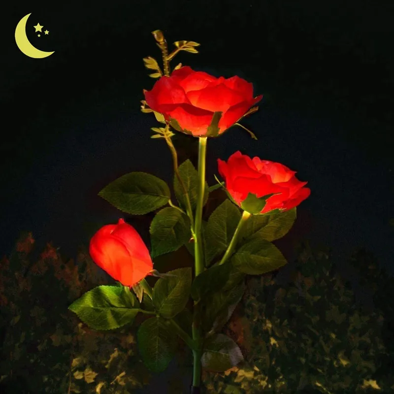 

3LED Солнечный имитация цветка розы лампа Водонепроницаемый сад Пейзаж лампы открытый светильник ing газонный светильник домашний декоративн...
