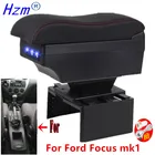 Подлокотник для Ford Focus mk1, универсальный автомобильный подлокотник для Ford Focus mk1, центральный контейнер для хранения со светодиодсветильник кой и USB