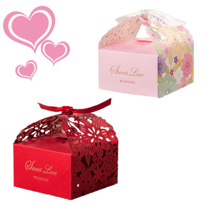 

5pcs High-grade Flower Style Candy box Kawaii Gift box Hollow Creative Kraft Paper DIY gift bag Candy box Wedding Party Supplies