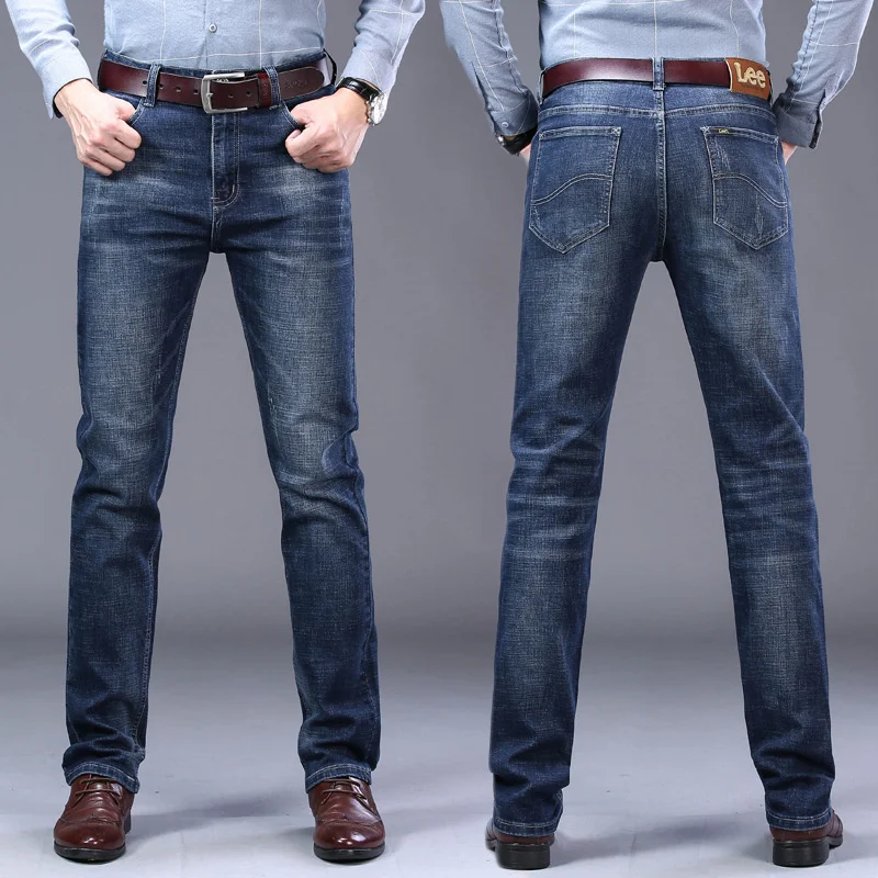 

New Straight Men's Jeans Cotton Slim Elastic US Brand Fashion Business Pants Classic Style Spring Summer Jeans Denim Trousers