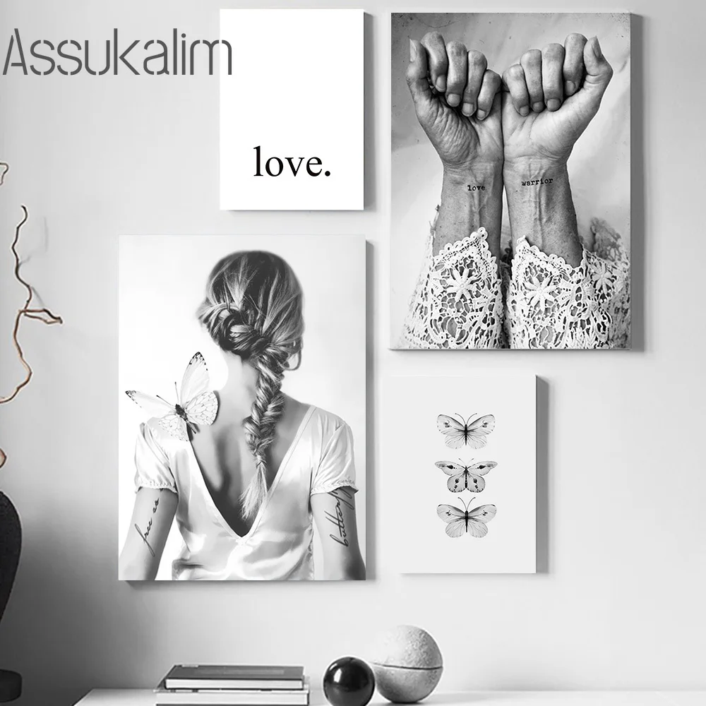 Женский плакат черно белый женский на холсте пейзаж Картина с цитатами плакаты и