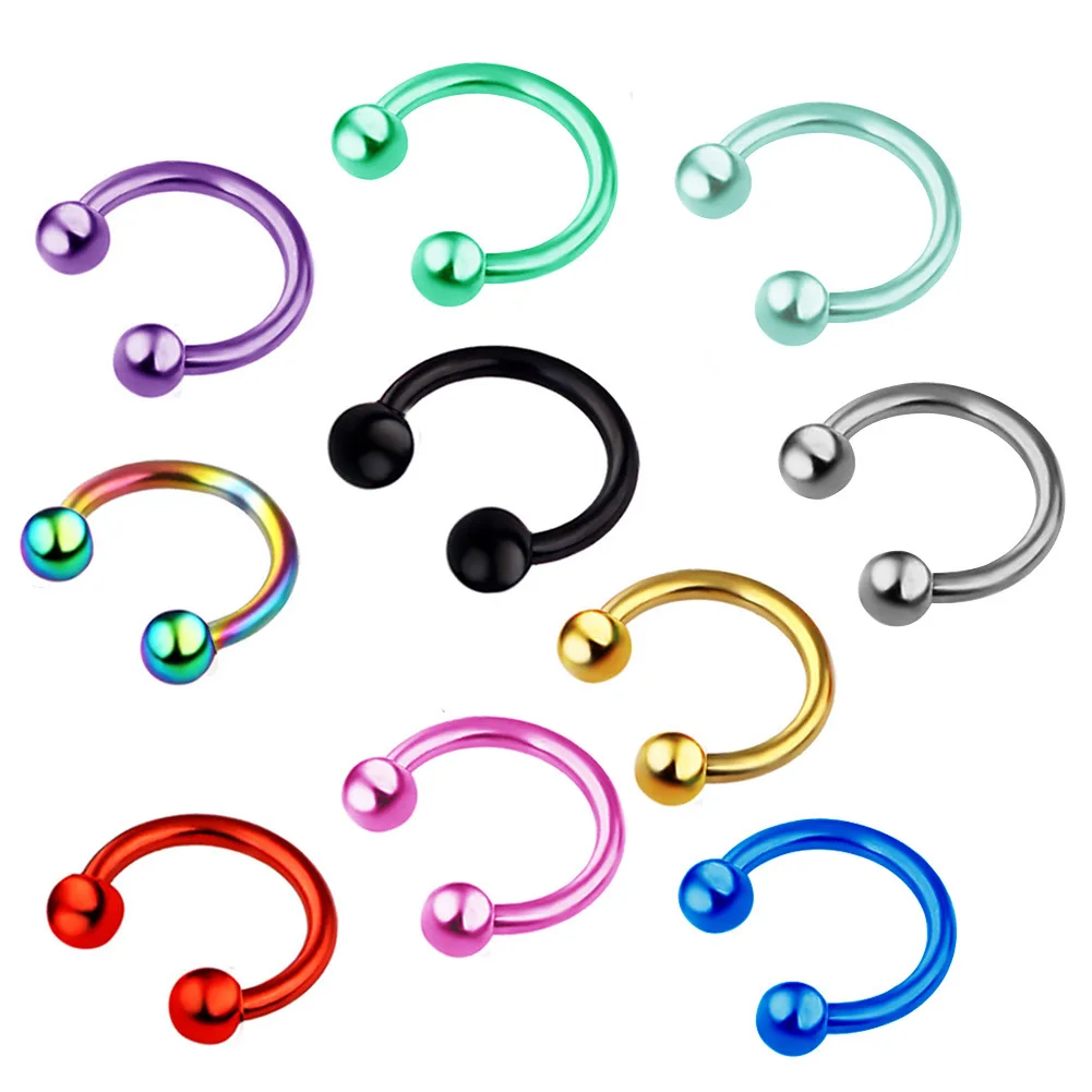 10 шт. кольца для носа с-образным ушком цветов 3 х8 мм