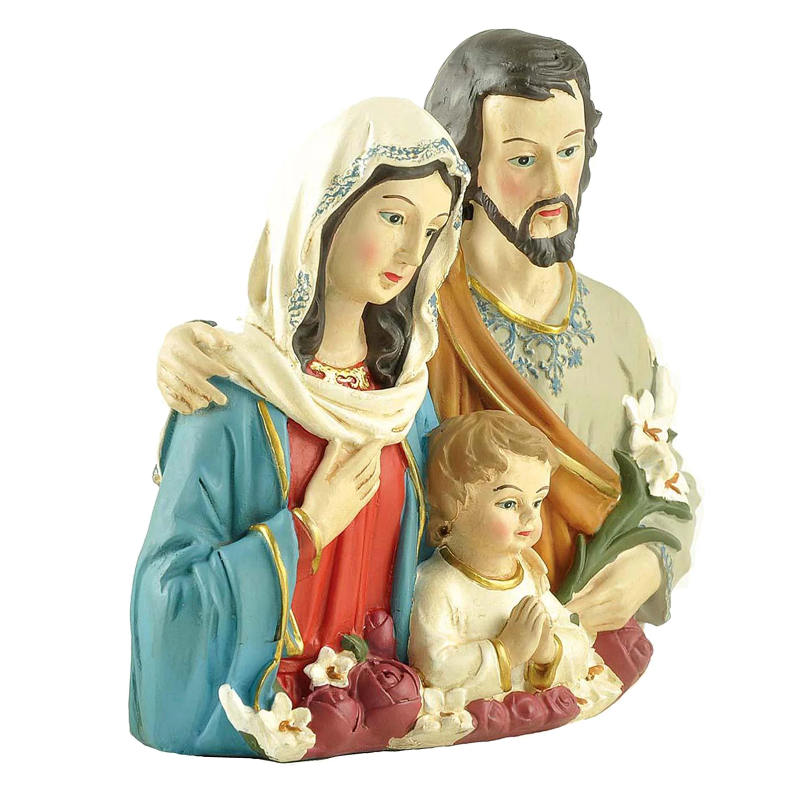 

Статуя Святого семейства католический религиозный Рождественский подарок Мэри Джозеф скульптуры фигурки прикроватные столы Декор