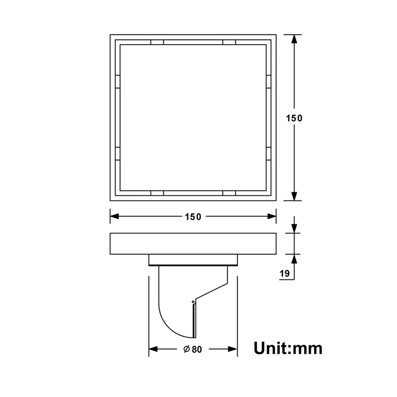 Невидимый квадратный Слив для пола 15x15 см слив ванной комнаты Твердый латунный