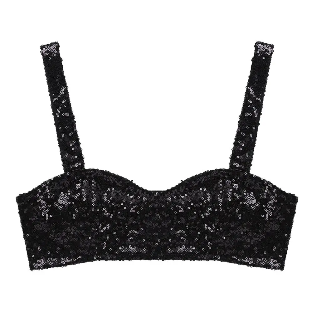 Women Shiny Gitter Lingerie Bra Sexy Woman Female Sequins Rave Dance Bralette Underwear Wire-free Unlined Bras Top Club Clothes |