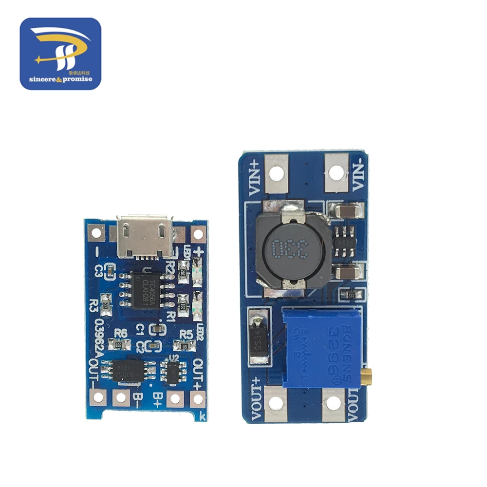 Micro USB 5V 1A 18650 TP4056 фотозарядная плата с защитой + MT3608 2А|module tp4056|protection boardbattery protection