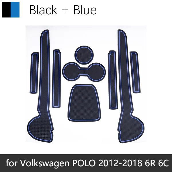 Синий Противоскользящие резиновые чашки подушки Салонные подложки для VW POLO MK5 6R 6C 2010~ 2011 2012 аксессуары наклейки для автомобиля - Название цвета: Синий