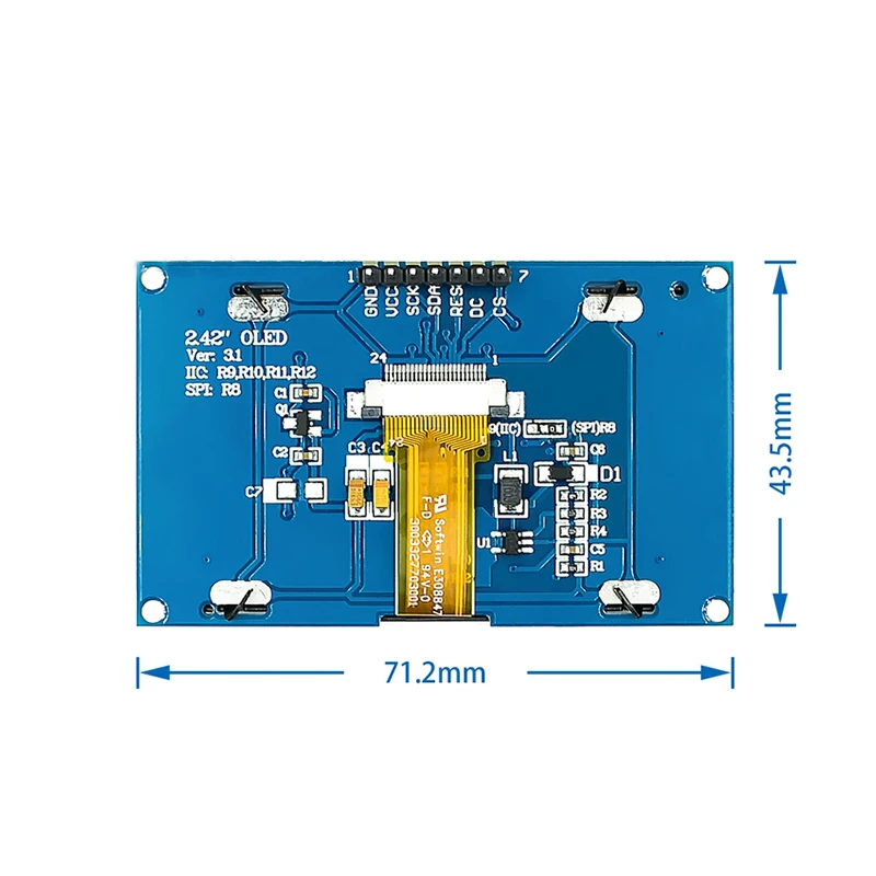 2 4 &quot2 42 inch 128x64 OLED ЖК дисплей Дисплей модуль SSD1309 12864 7 контактный SPI/IIC I2C серийный