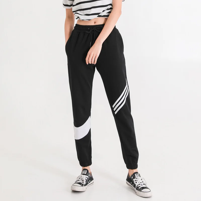 

Джоггеры в стиле Харадзюку для женщин, однотонные спортивные штаны с принтом, повседневные укороченные брюки для девушек, Bf, весна-осень